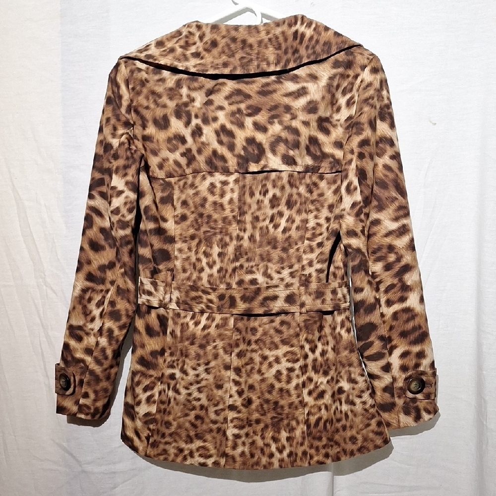Animal Print Trench Coat, Short With Belt Sz 4, NWOT - Picture 10 of 16